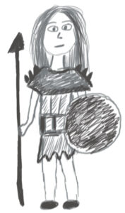 drawing of a girl with warrior gear