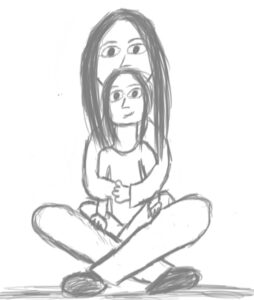 drawing of woman forgiving her younger self